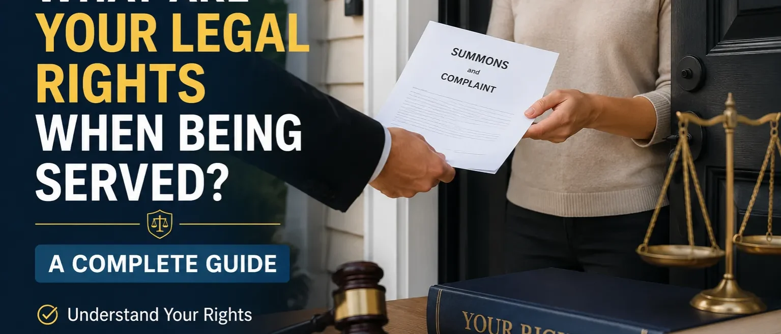 legal-rights-when-being-served-complete-guide A process server delivering court papers while explaining the legal rights of a person being served with legal documents.
