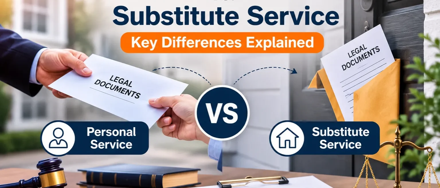 personal-service-vs-substitute-service-guide Personal service vs substitute service comparison showing direct delivery of legal documents and substitute methods used for service of process.