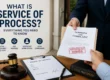 Professional process server delivering legal documents to explain what service of process is in a civil lawsuit.