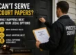 Process server attempting to deliver court papers at a residence