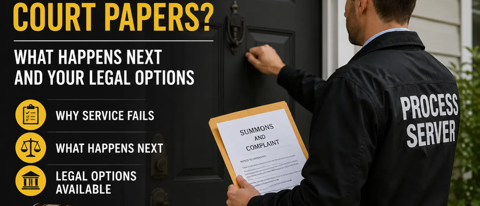 cant-serve-court-papers-what-happens-next Process server attempting to deliver court papers at a residence
