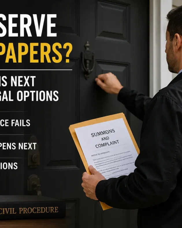 Process server attempting to deliver court papers at a residence