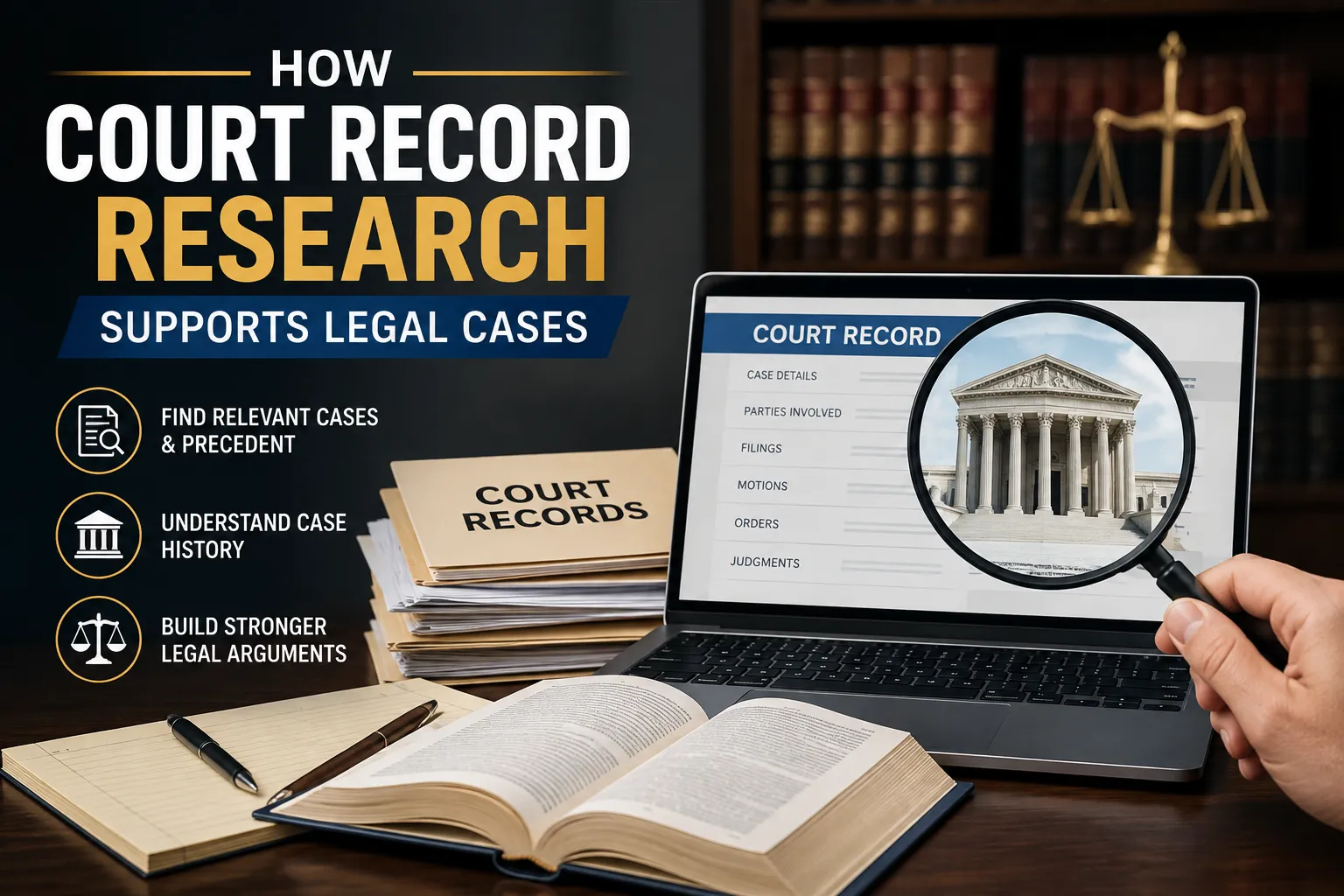 How court record research supports legal cases through legal documents and case records